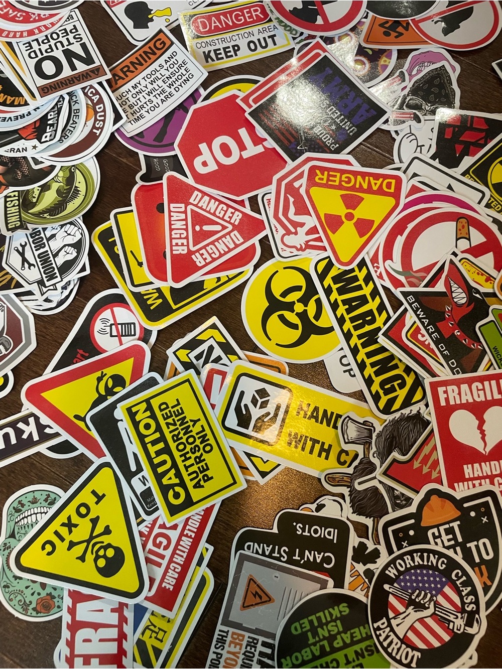 Sticker Pack for Phone Cases - Yellow, Red, Black Hazard Sign Designs 2 for $15